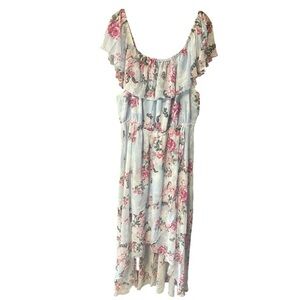 Torrid Blue Floral Chiffon Hi-Low Maxi Dress NWT